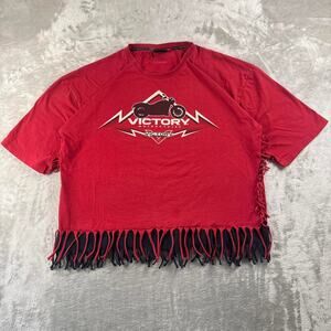 Victory Motorcycles T-Shirt Men’s 3XL Red Custom Fringe Biker Moto Distressed